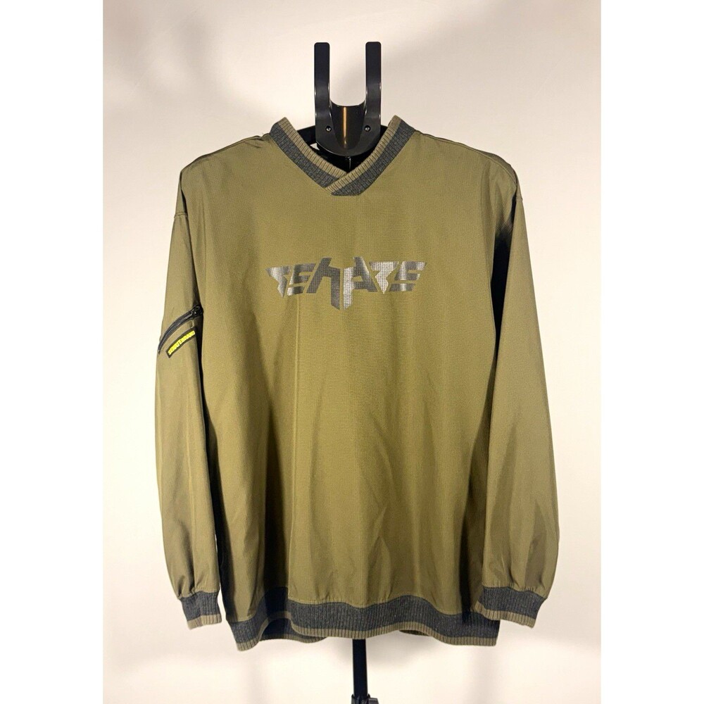 Vintage Senate Low Element Men's Green V-Neck Nylon Pullover Pockets Size L